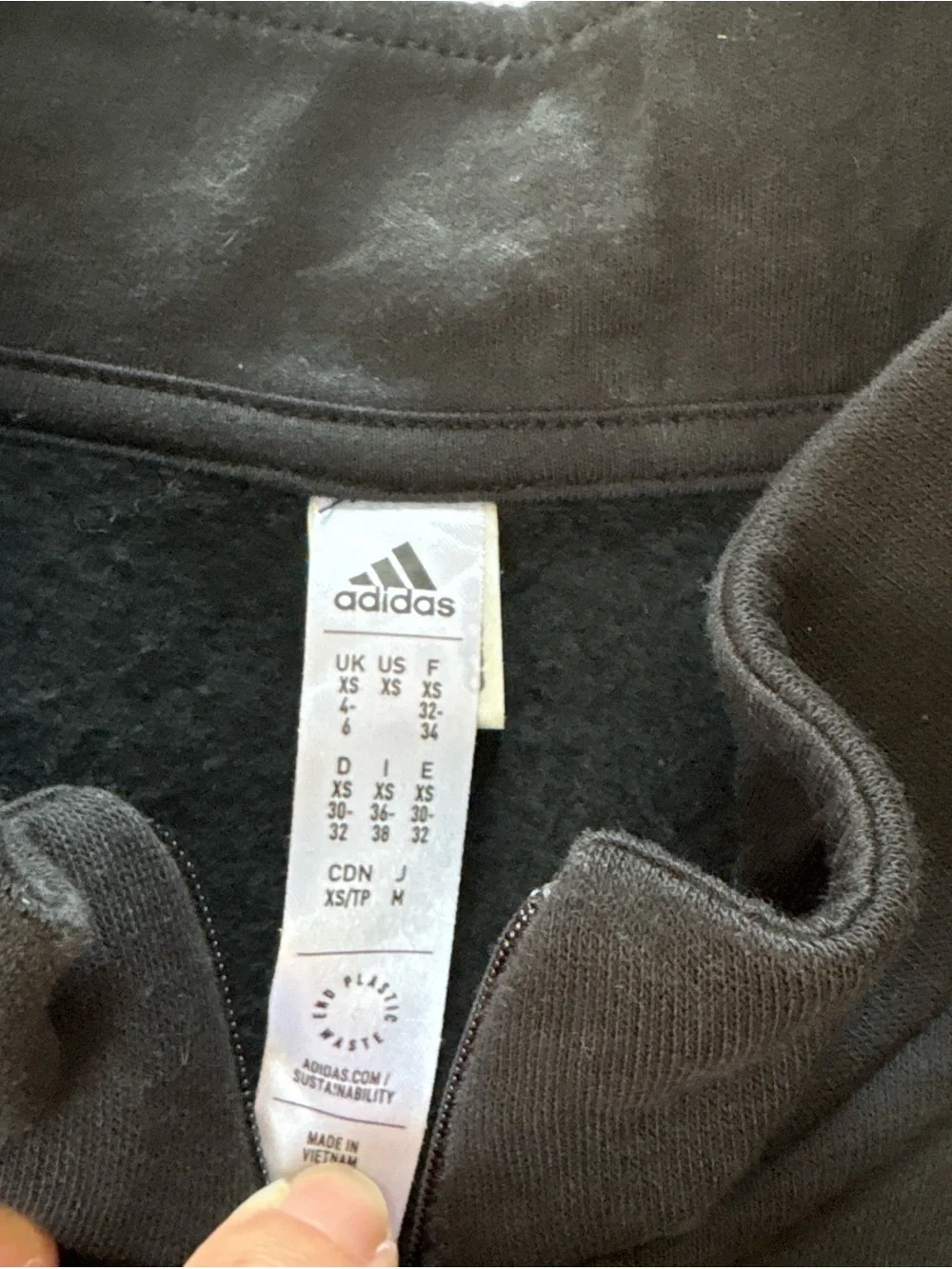 adidas Black Quarter-Zip Pullover with White Stripes - Picture 8 of 9